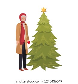 man with christmas tree avatar character