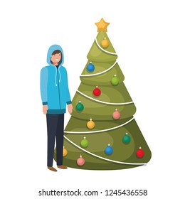man with christmas tree avatar character