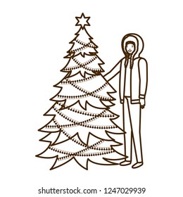 man with christmas tree avatar character