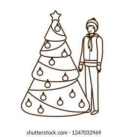 man with christmas tree avatar character