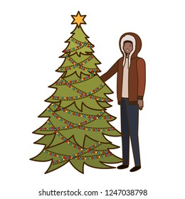 man with christmas tree avatar character