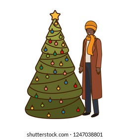 man with christmas tree avatar character