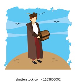 man christopher columbus with chest box