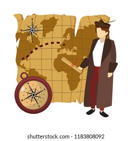 man christopher with compass and global map