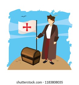 man christopher with flag cross and chest