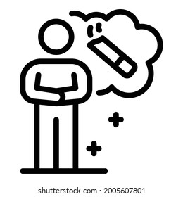 Man and cigarette icon. Outline man and cigarette vector icon for web design isolated on white background