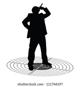 man with cigarette on the target illustration