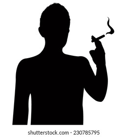 Man with cigarette silhouette