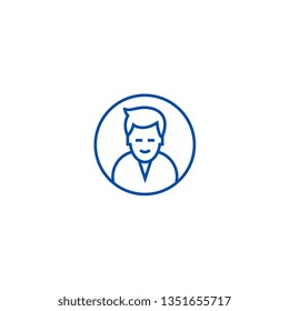 Man circle avatar  line icon concept. Man circle avatar  flat  vector symbol, sign, outline illustration.