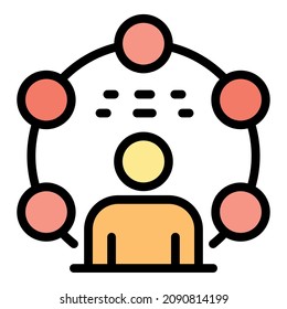 Man in the circle icon. Outline man in the circle vector icon color flat isolated