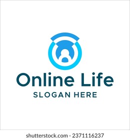 Man with circle labyrinth, People with Digital Signal Target for People Database Target logo