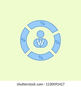man in a circle pie with interest field outline icon. Element of elections icon for mobile concept and web apps. Field outline man in a circle pie with interest icon on colored background