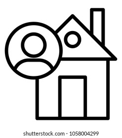 A man in circle with small home concept of real estate agent