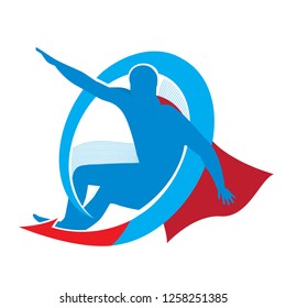 Man in a circular shaped arrow logo