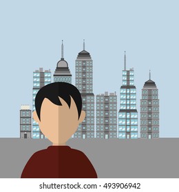 man with city background image 