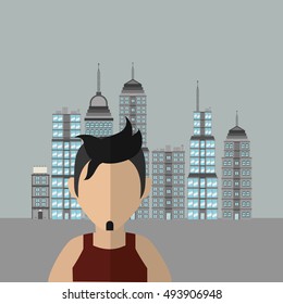 man with city background image 