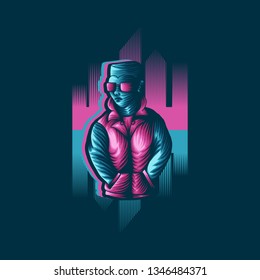 Man city Retro Vector illustration
