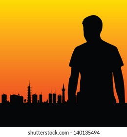 man and the city vector illustration