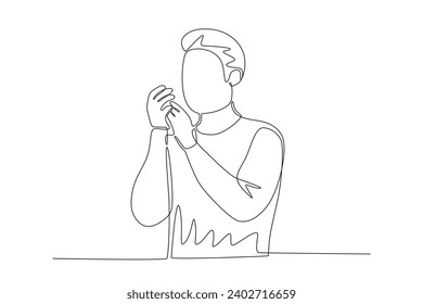 A man clapped his hands happily. Applause one-line drawing