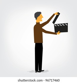 Man with clapperboard