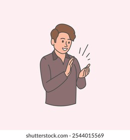 Man clapping flat vector illustrator