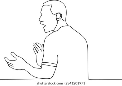 man clapping his hands in the picture with one line