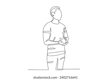 A man clapping his hands side view. Applause one-line drawing