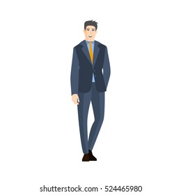 Man Classic Suit Orange Tie Part Stock Vector (Royalty Free) 524465980 ...