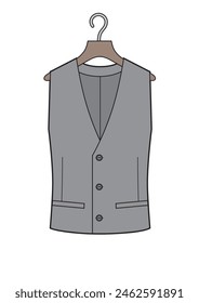 Man classic vest on a hanger vector illustration.