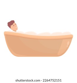 Man clean bath icon cartoon vector. Warm bathtub. Spa room