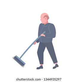 man cleaner sweeping floor cleaning 