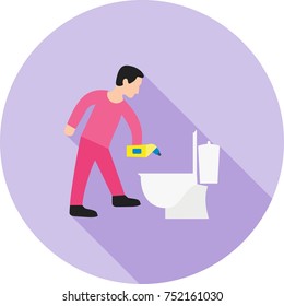 Man Cleaning Bathroom
