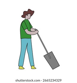 Homem Limpando o chão com pá
