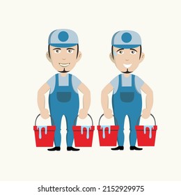 Man Cleaning Pressure Washer Character illustration vector cleaning isolated