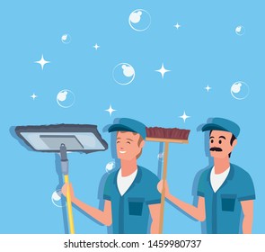 man cleaning products and supplies