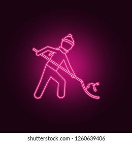 a man is cleaning the snow with a shovel icon. Winter icons universal set for web and mobile