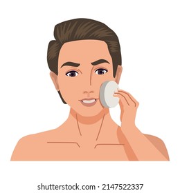 man cleaning with sponge character