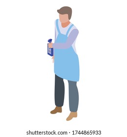 Man cleaning with spray icon. Isometric of man cleaning with spray vector icon for web design isolated on white background