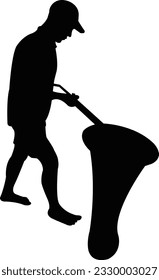 Man cleaning swimming-pool , body silhouette vector