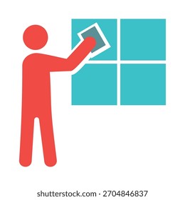 Man Cleaning Window smart trendy vector beauteous amazing design useful Illustration colorful background.eps