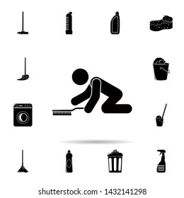 Man cleans the floor icon. Universal set of cleaners for website design and development, app development