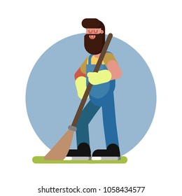 Man cleans in the garden