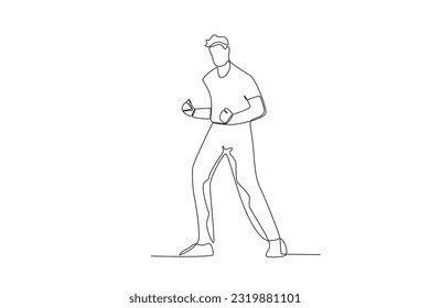 A man clenched his fists. World youth day one-line drawing