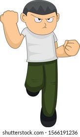 man clenches his fist vector cartoon