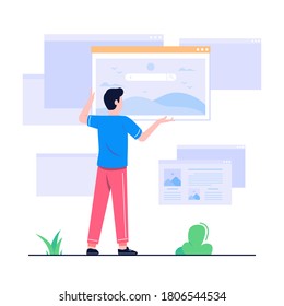 man click tabs concept flat illustration