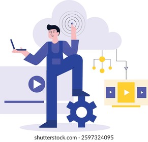 Man Clicking For Media Subscription