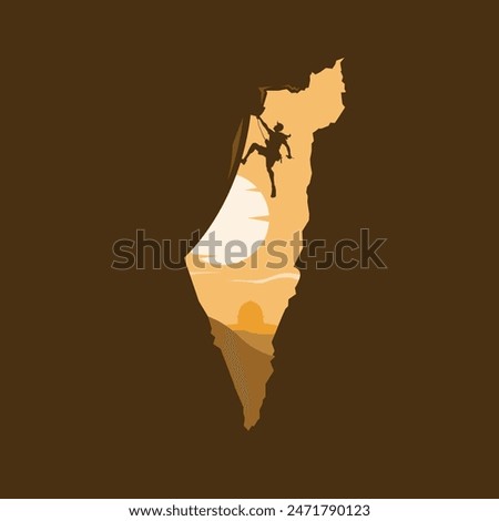 A man climb mountain in palestine design silhouette illustration vector