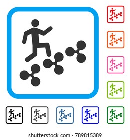 Man Climb Ripple icon. Flat gray iconic symbol in a blue rounded square. Black, gray, green, blue, red, orange color additional versions of Man Climb Ripple vector.