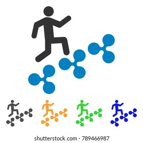 Man Climb Ripple icon. Vector illustration style is a flat iconic man climb ripple symbol with grey, yellow, green, blue color variants. Designed for web and software interfaces.