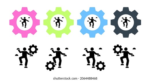 Man climbing adventure vector icon in gear set illustration for ui and ux, website or mobile application